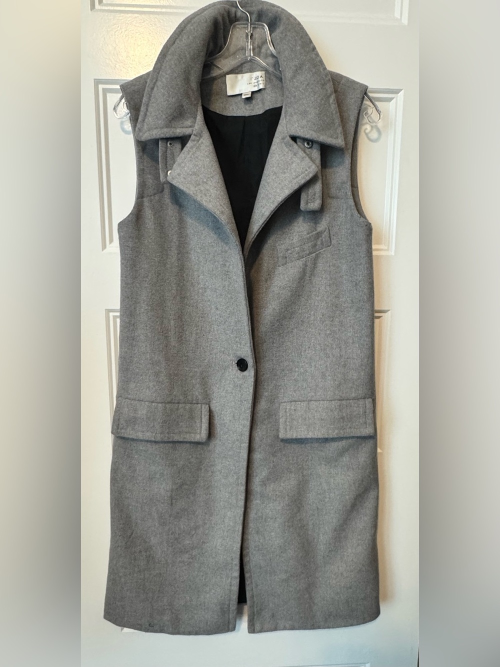 J.O.A. Los Angeles Gray Longline Vest Duster Sleeveless Coat XS